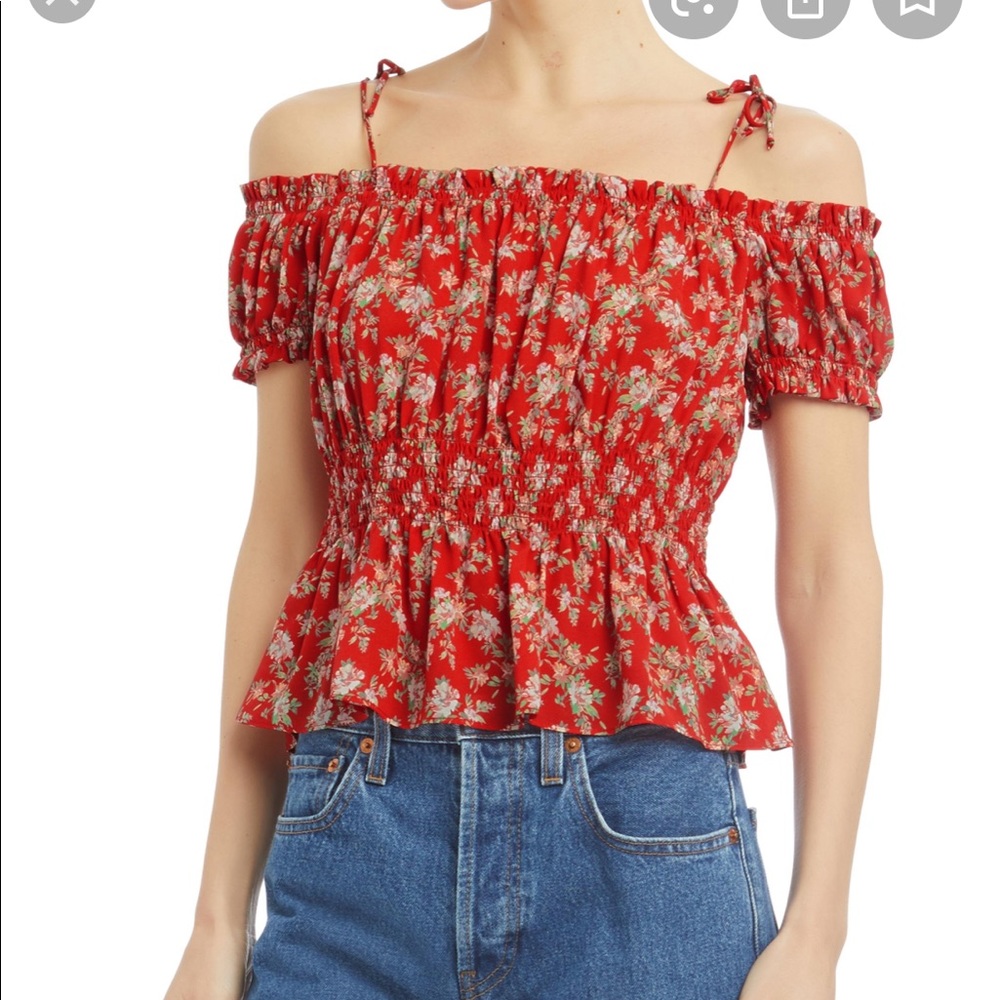 Intermix Red Floral Off the shoulder top